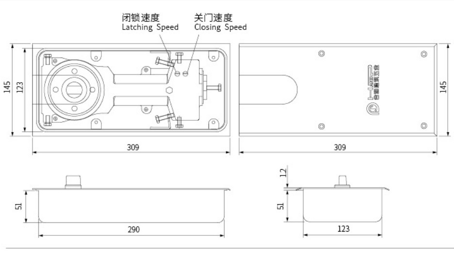 Glass Door Hardware 828 Floor Hinge