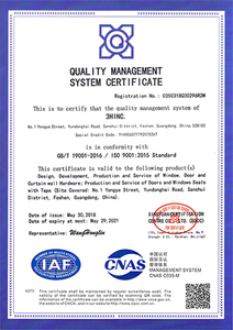 ISO9001：2015 Quality Management System Certificate