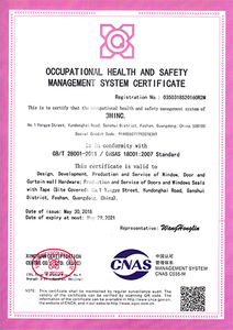 OHSAS18001：2007 Occupational Health and Safety Management System Certificate