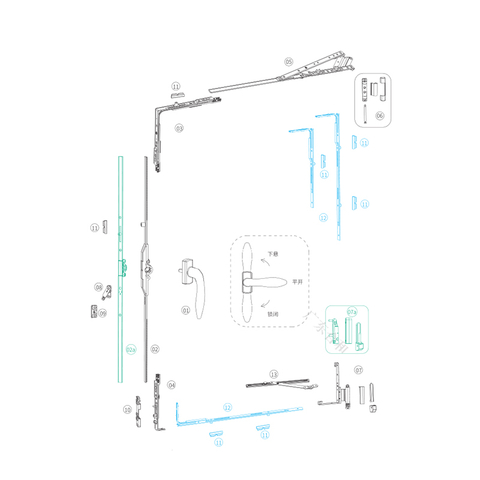 High Quality Tilt-turn Hardware System for UPVC Windows PXS01