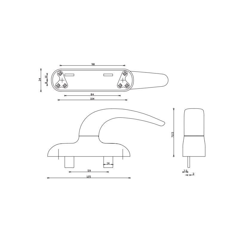 Casement Window Handle CZH25