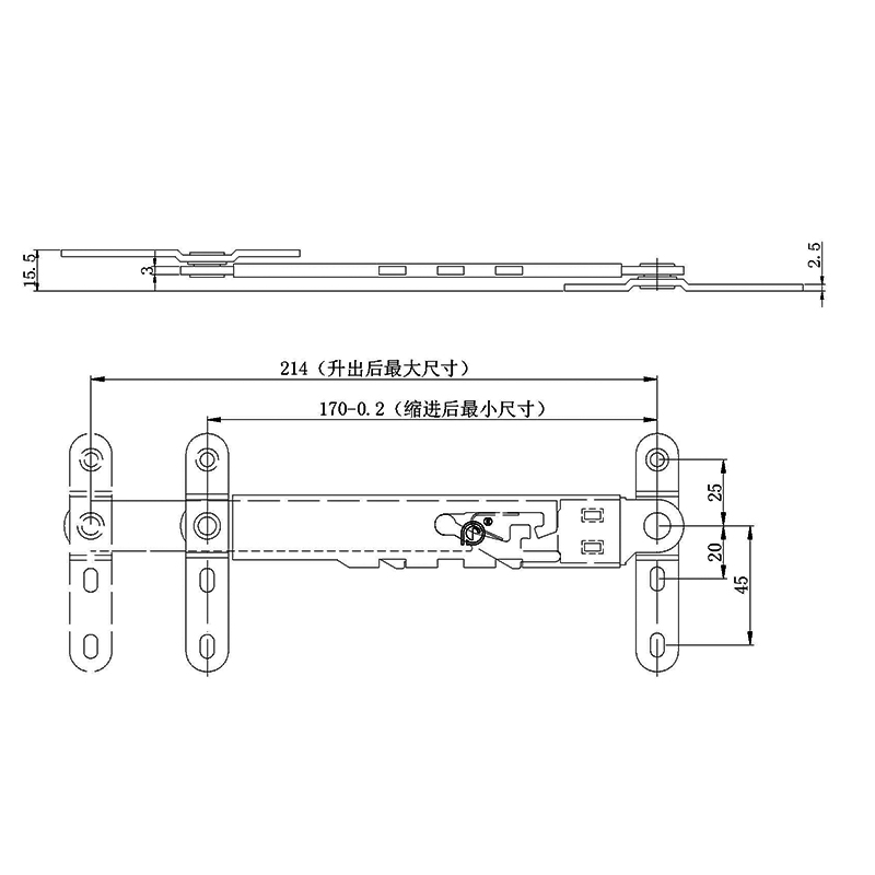 Single-Slot Telescopic Stay Rod WDSFB8 