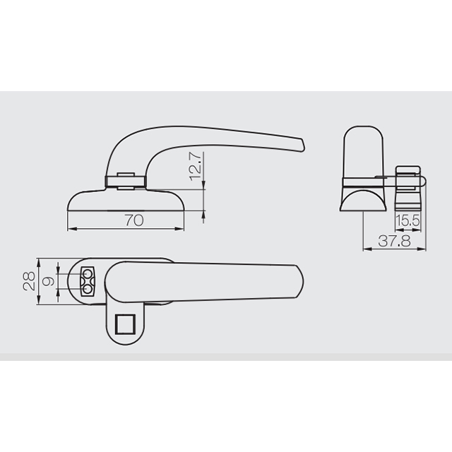 Aluminum alloy top hung casement window camlock handle ZY15