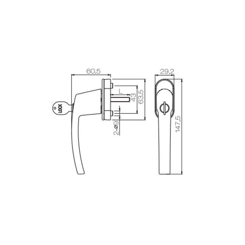 Modern Aluminum Alloy Swing Door UPVC Handle PCZ13B