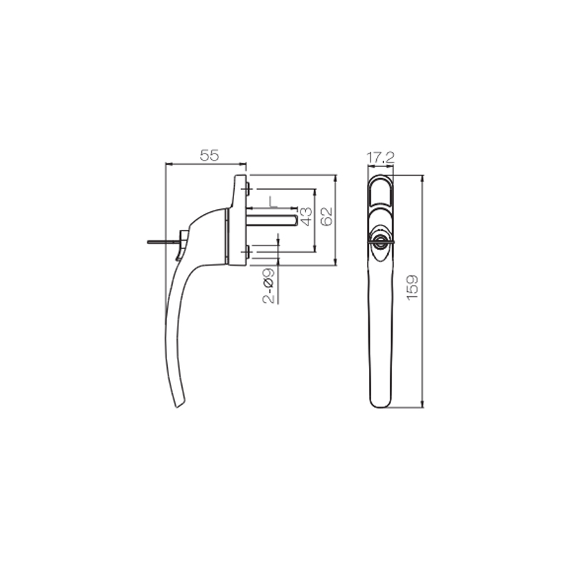 White Aluminum Alloy Hinge Door UPVC Handle PCZ09