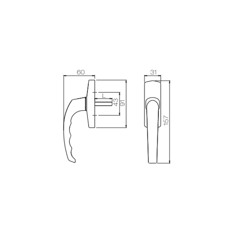 Modern Aluminum Alloy Hinge Door UPVC Handle PCZ12