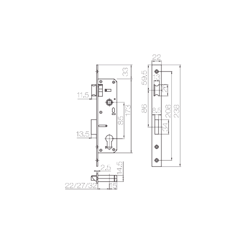 Casement Door Lock Accessories Door Lock Body 85A Series