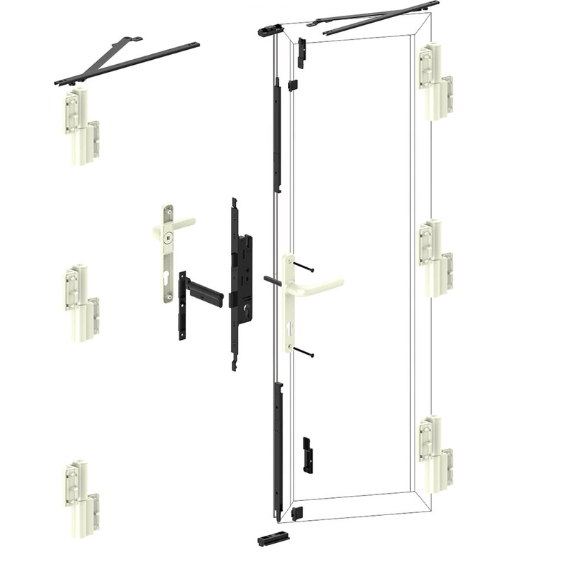 65 Series Outwards Casement Door With Double Sashes Hardware System Solution