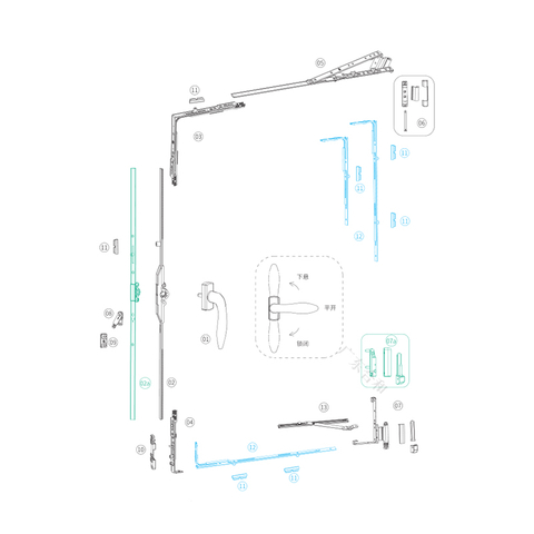 High Quality Tilt-turn Hardware System for UPVC Windows PXS02