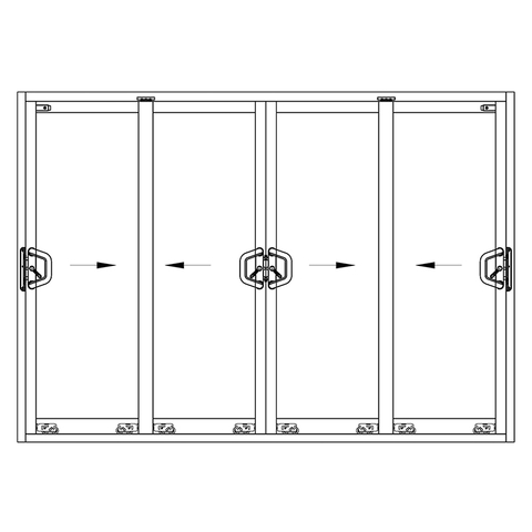 Balcony 4 Panel Sliding Patio Door Hardware System 